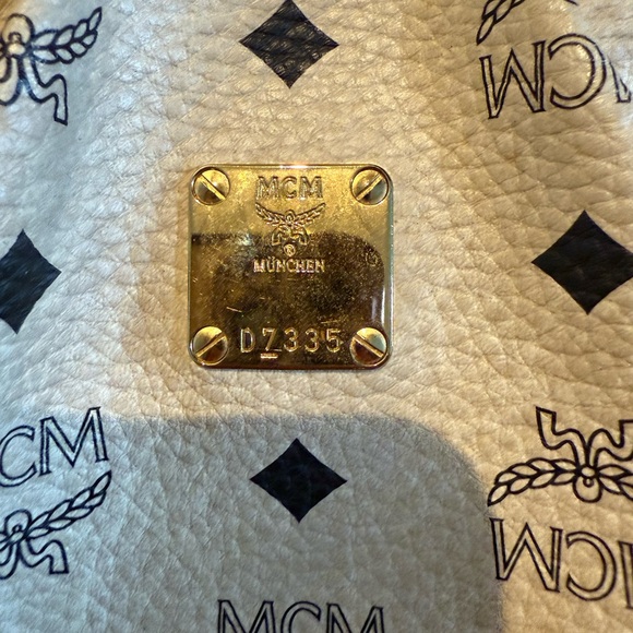 MCM Cream and Tan Shoulder Bag
